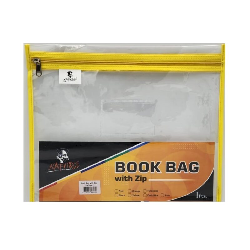  Zip Book Bag A4 Clear Yellow *Dafrique*
