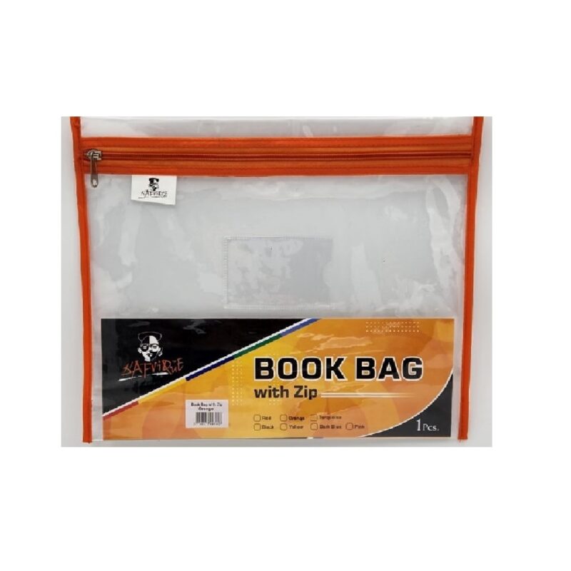  Zip Book Bag A4 Clear Orange *Dafrique*