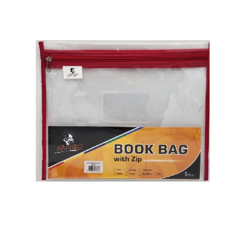  Zip Book Bag A4 Clear Pink *Dafrique*