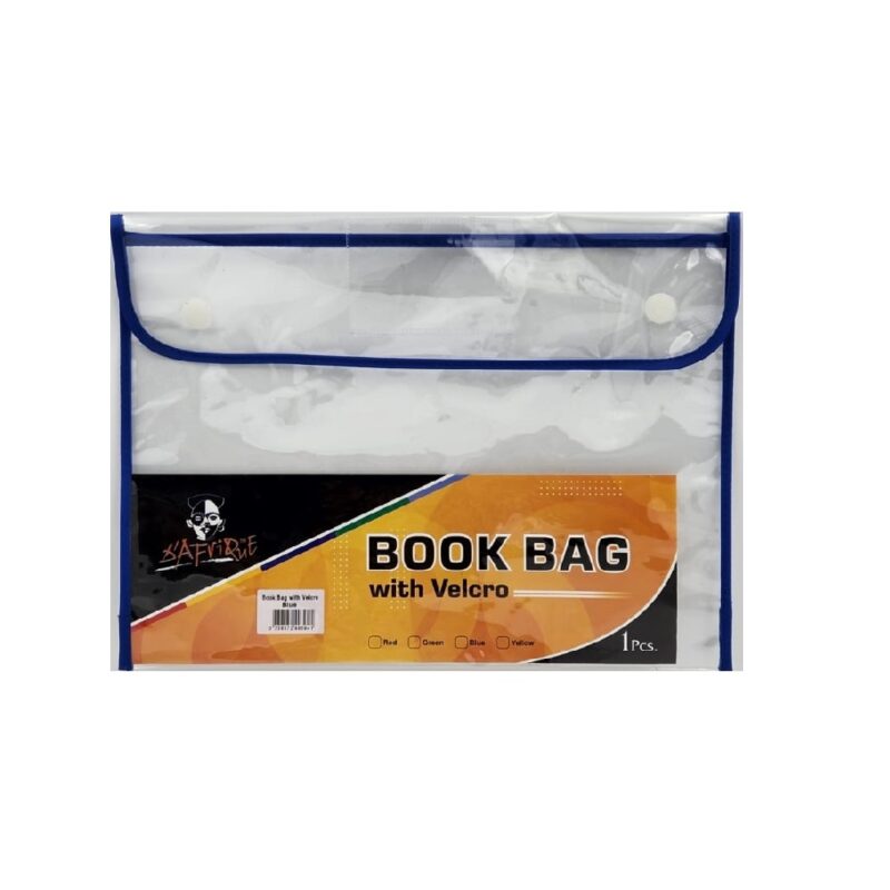  Velcro Bookbag A4 Clear Blue *Dafrique*