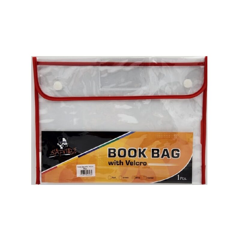  Velcro Bookbag A4 Clear Red *Dafrique*