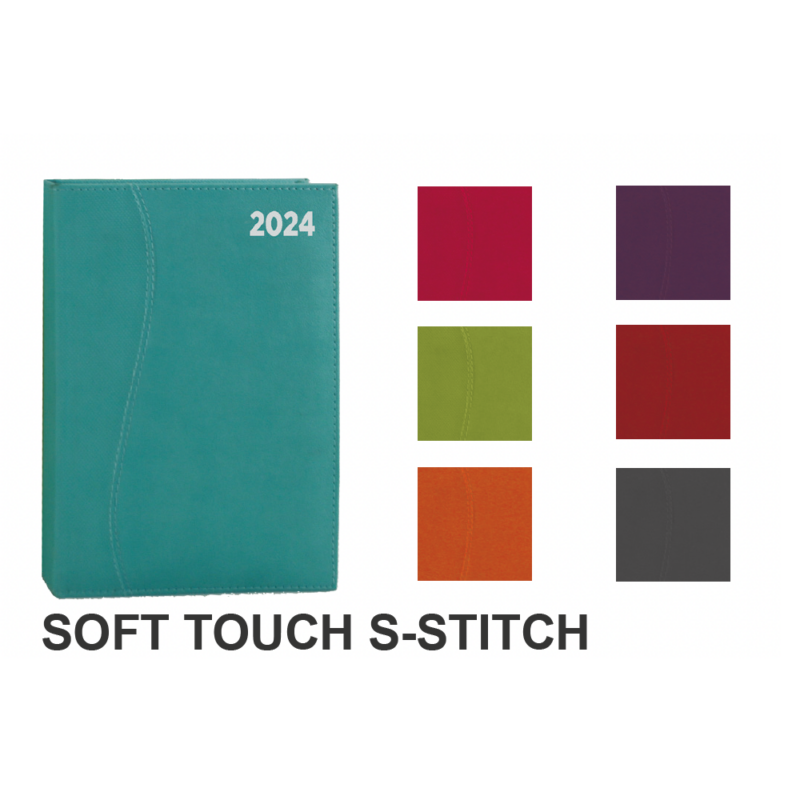 2027 Diary A4 Page-A-Day Ss Soft Touch  Diary Purple
