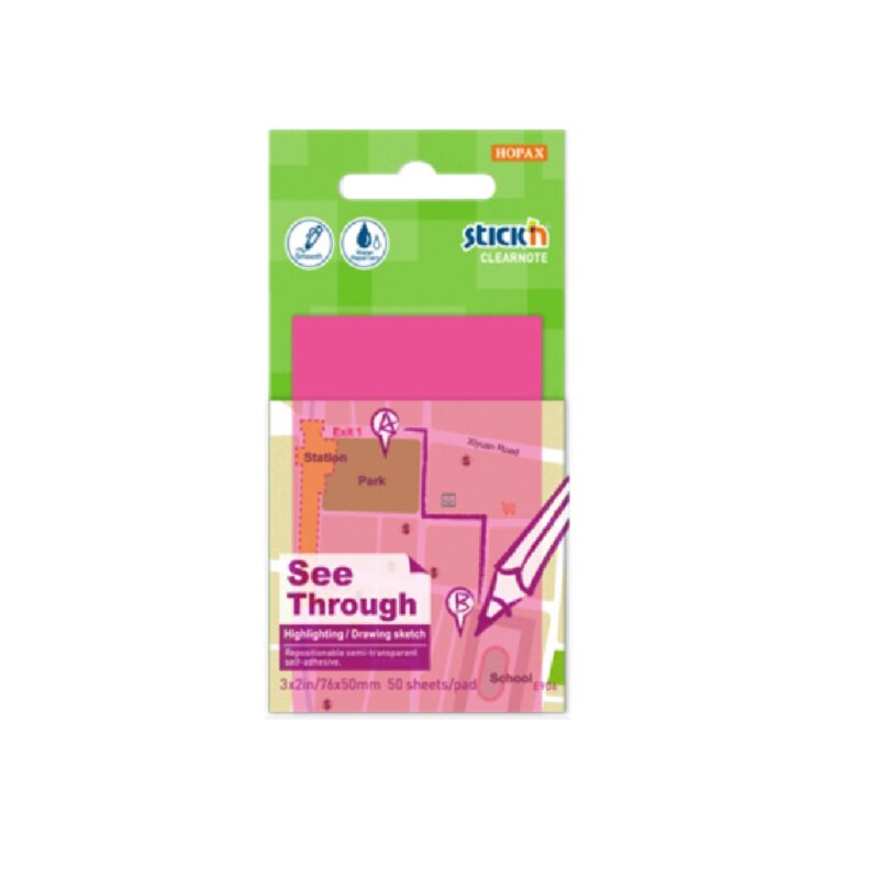 Stk'n Clear Note 76x50 21707 Pink-50s