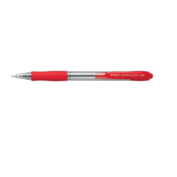 PILOT Super Grip Penna A Sfera, Punta Media, Inchiostro Rosso, Modello Retrattile