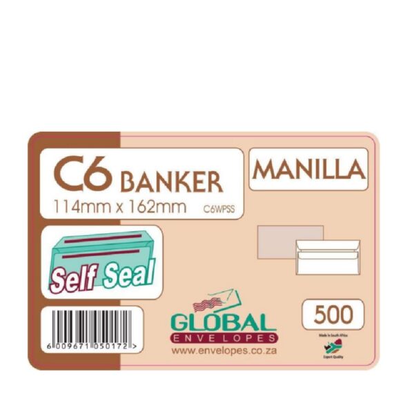 Global C6 Manilla S/seal 500/box Envelopes 500bx