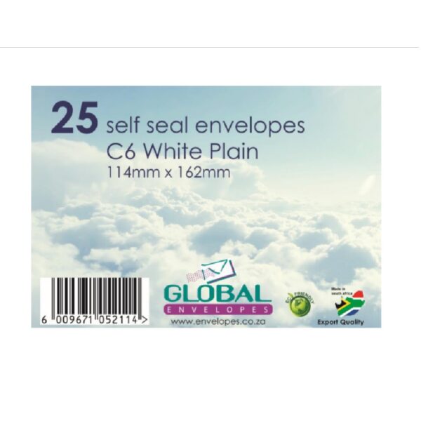 114X162 C6 White Envelopes Pk25    