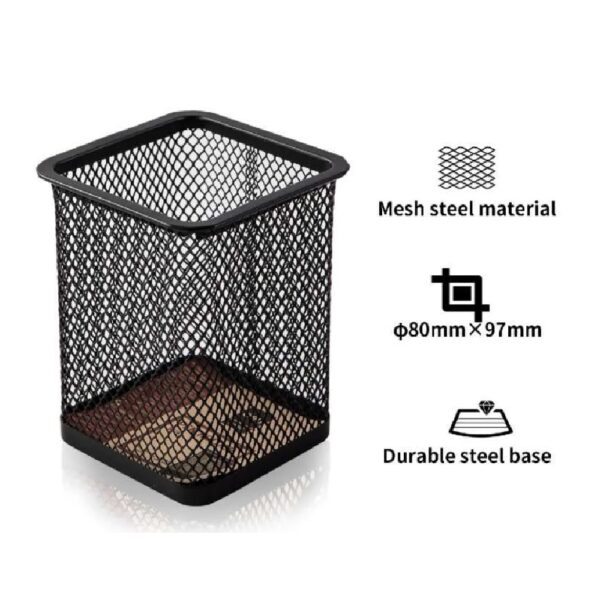 Deli Square Mesh Pen Holder Black E9174