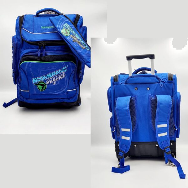 S-537 Royal X-Large Ripstop Trolley Backpack with reinforced wheels, a retractable handle, and spacious compartments, ideal for carrying heavy loads.