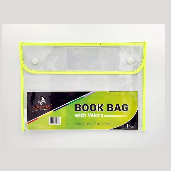 Velcro Bookbag A4 Clear Neon Green *Dafrique*