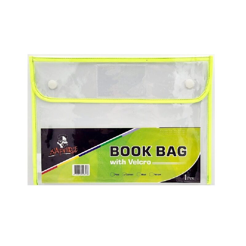 Velcro Bookbag A4 Clear Neon Green *Dafrique*