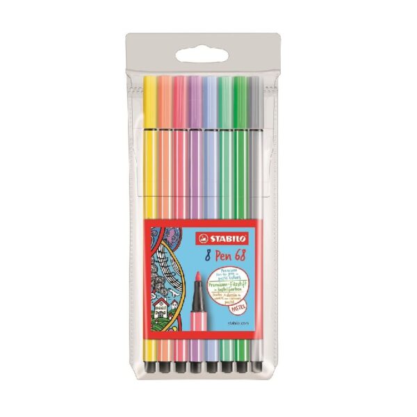 STABILO Pen 68 Fibre-tip Pen: Pastel (8) 1.4mm