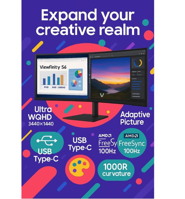 Samsung ViewFinity S6 Ultra-Wide WQHD (34" Curved UWQHD) - Image 2