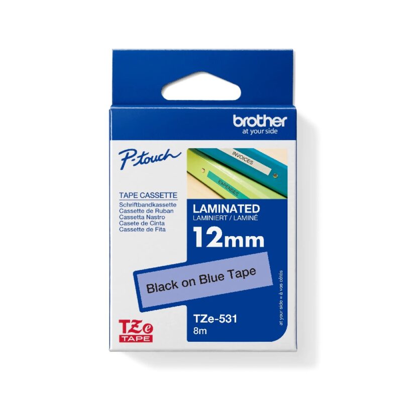 Tze531 Black On Blue 12mm Brother