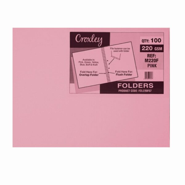 CROXLEY M220F Pink Manilla Folder - Pack of 100