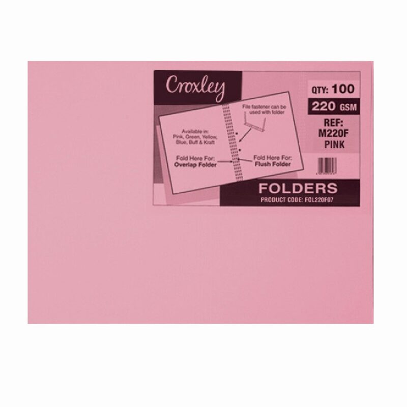 CROXLEY M220F Pink Manilla Folder - Pack of 100