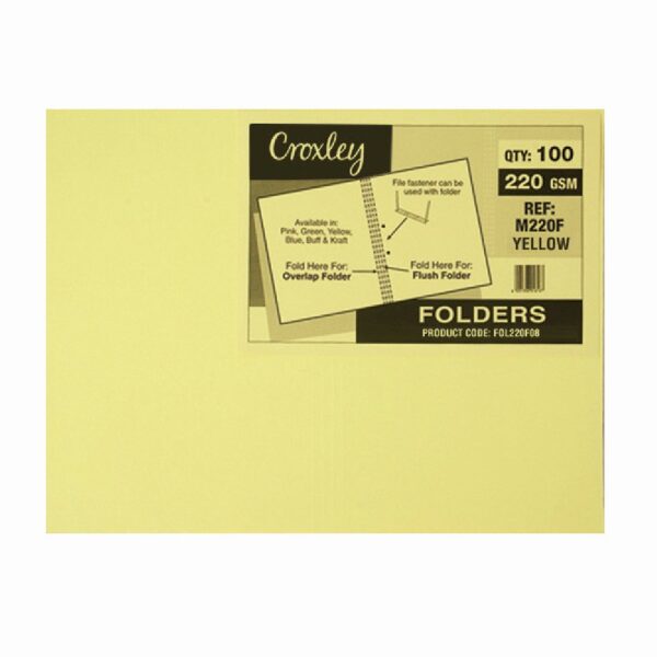 CROXLEY M220F Yellow Manilla Folder - Pack of 100