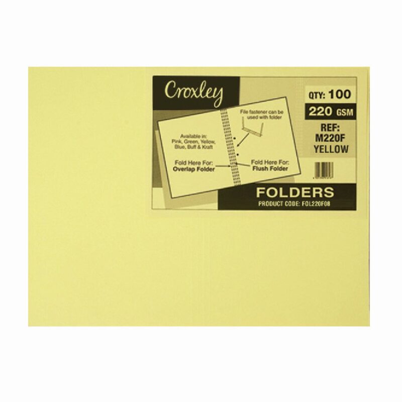 CROXLEY M220F Yellow Manilla Folder - Pack of 100