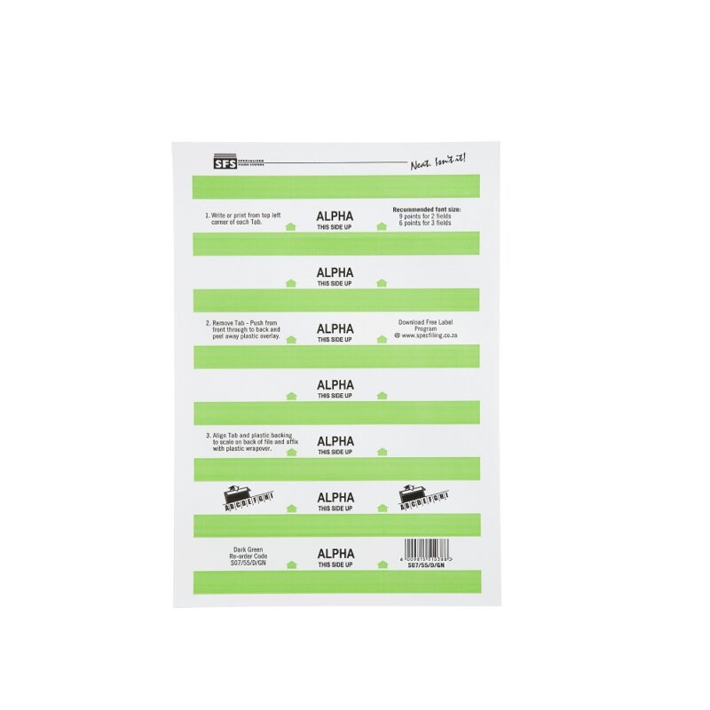 SFS-55Mm Alpha Adhesive Tab-D.Green