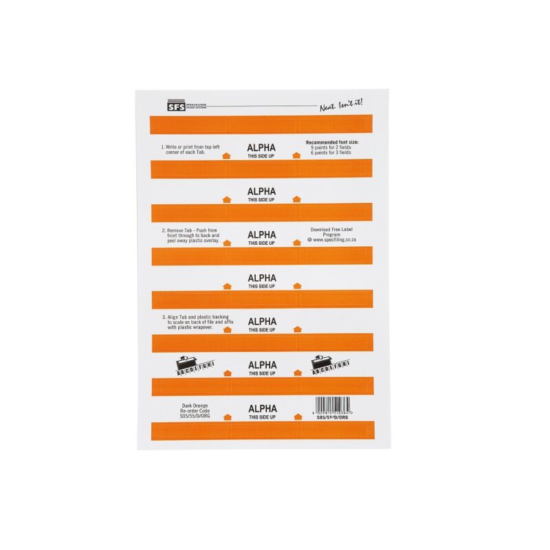 SFS-55Mm Alpha Adhesive Tab-D.Ornge