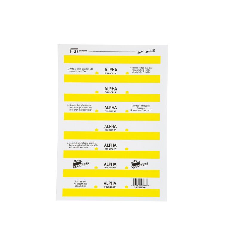 SFS-55Mm Alpha Adhesive Tab-D.Yello