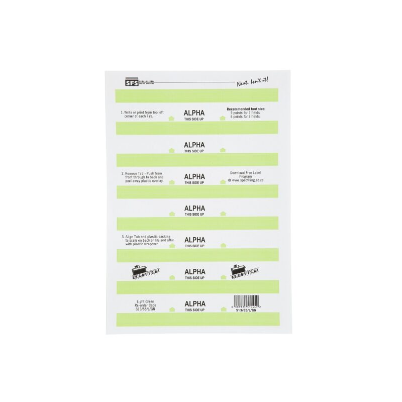 SFS-55Mm Alpha Adhesive Tab-L.Green
