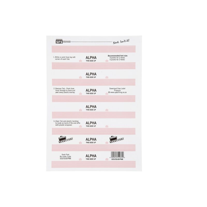 SFS-55Mm Alpha Adhesive Tab - D.Pink