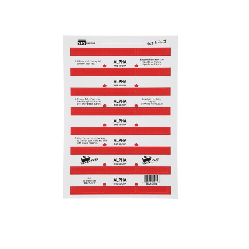 SFS-55Mm Alpha Adhesive Tab - Red  