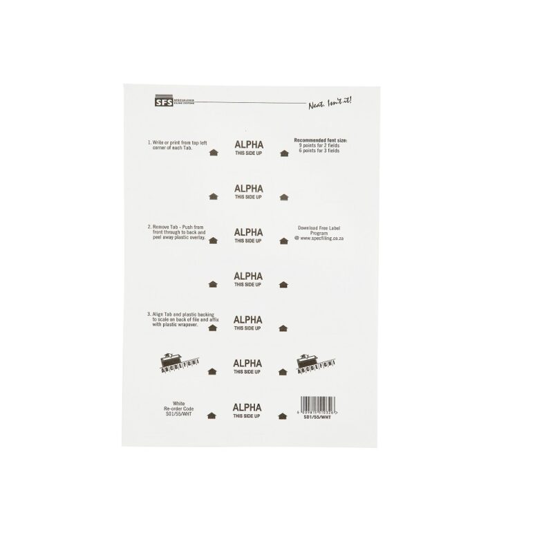 SFS-55Mm Alpha
  Adhesive Tab - White