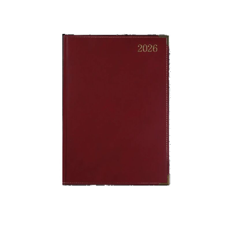 A5 Diary Page A Day Executive 2026 Burgandy