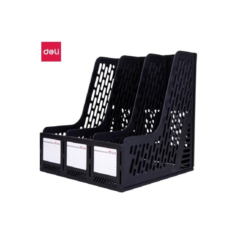 Deli E9845 3 Division Magazine Holder Black