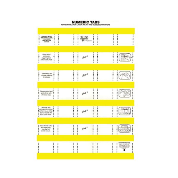 33mm Numeric Labels D/Yellow (5Sht)