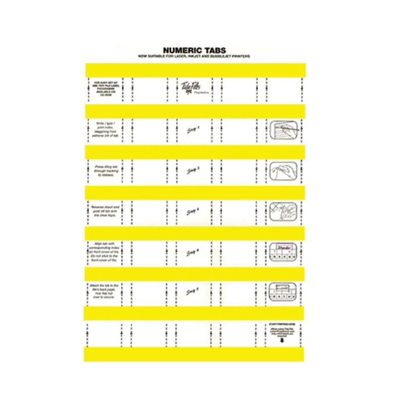 33mm Numeric Labels D/Yellow (5Sht)