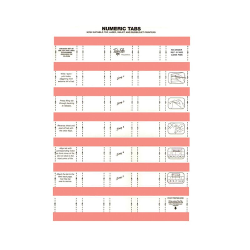33mm Numeric Labels D/Pink  (5Sht) 