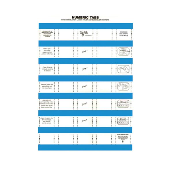 33mm Numeric Labels D/Blue  (5Sht) 