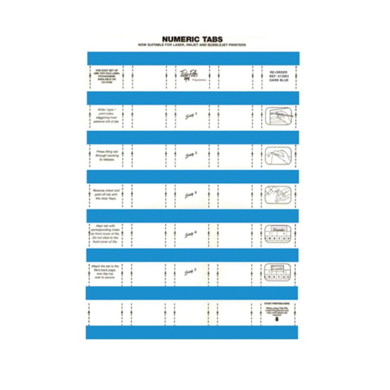 33mm Numeric Labels D/Blue  (5Sht) 