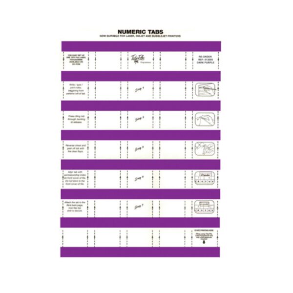 33mm Numeric Labels D/Purple (5Sht)