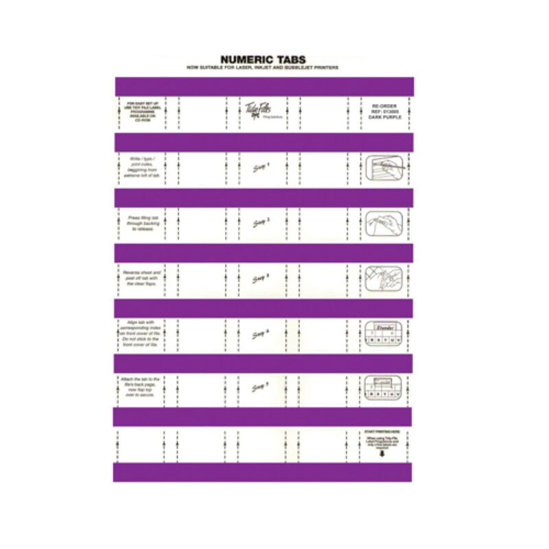 33mm Numeric Labels D/Purple (5Sht)