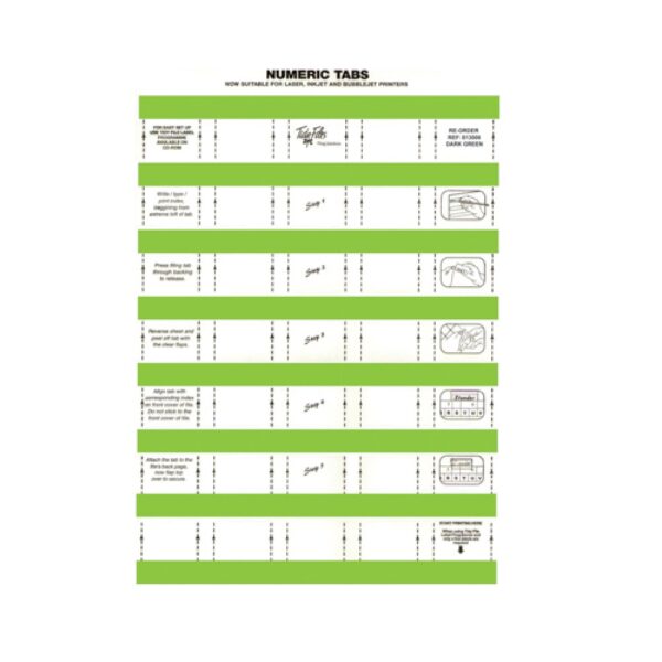 33mm Numeric Labels D/Green (5Sht) 