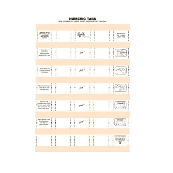 33mm Numeric Labels L/Pink (5Sht)  