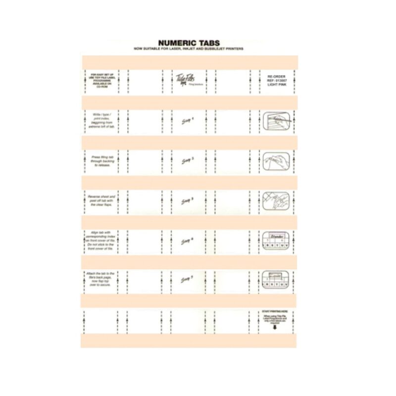 33mm Numeric Labels L/Pink (5Sht)  