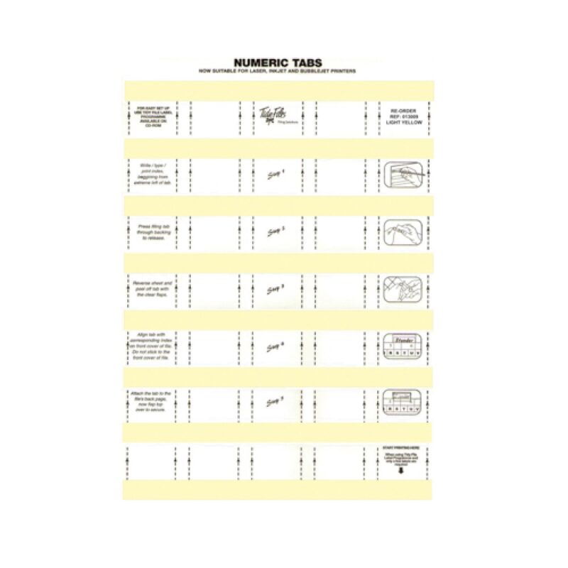 33mm Numeric Labels L/Yellow (5Sht)