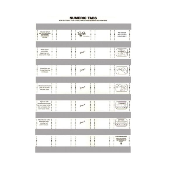 33mm Numeric Labels L/Grey (5Sht)  