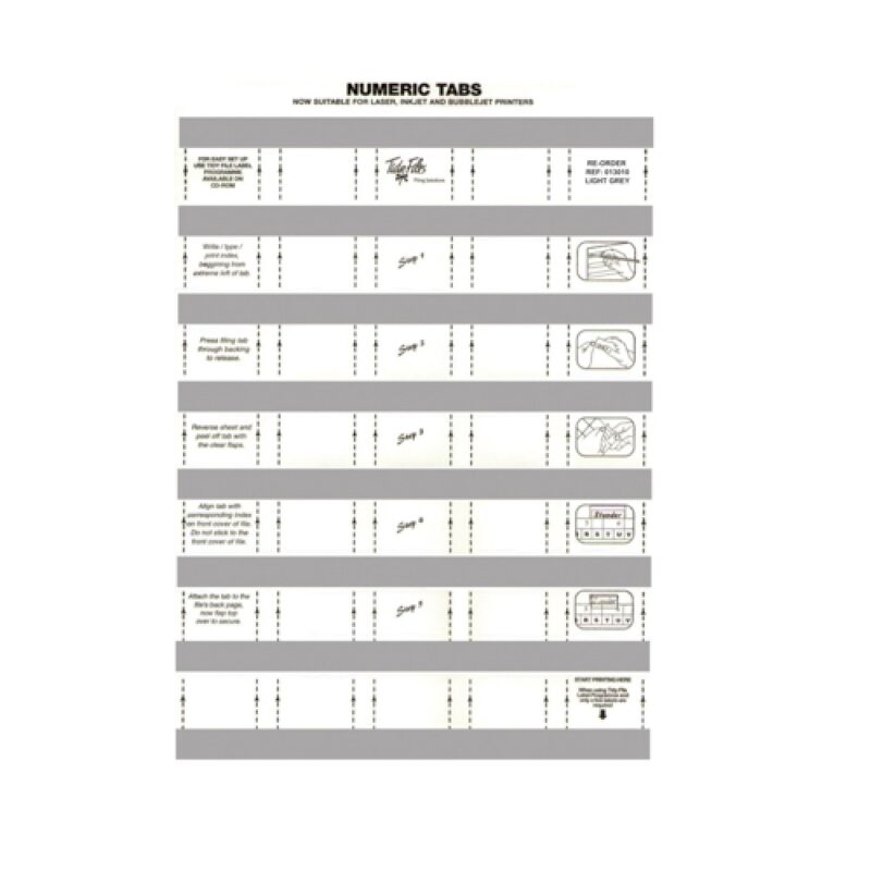 33mm Numeric Labels L/Grey (5Sht)  