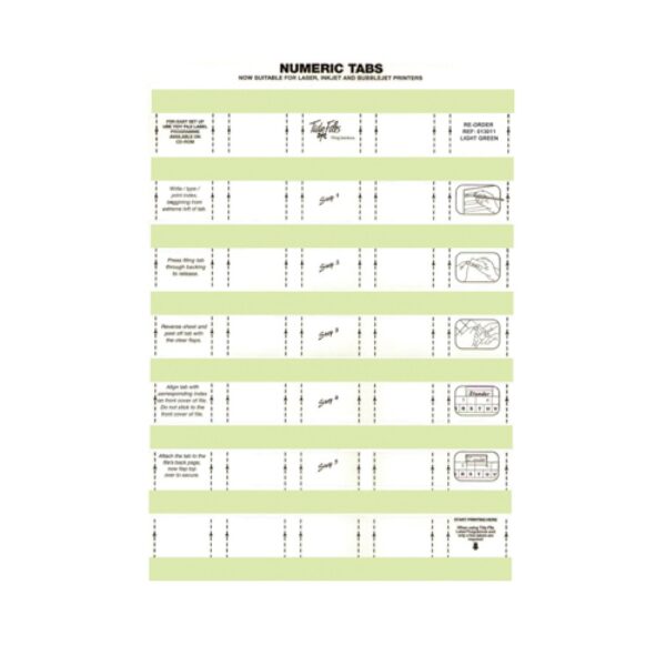 33mm Numeric Labels L/Green (5Sht) 
