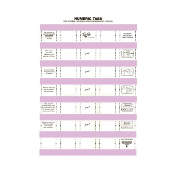 33mm Numeric Labels L/Purple (5Sht)