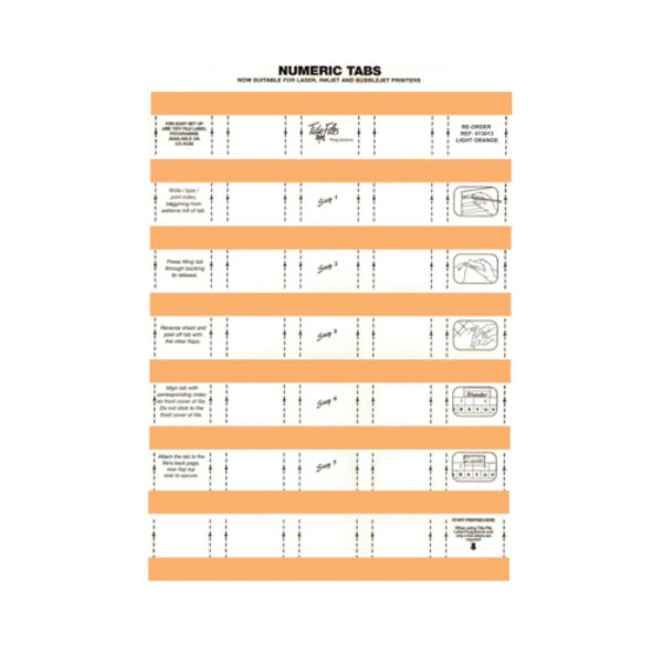 33mm Numeric Labels L/Orange (5Sht)