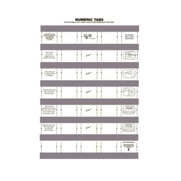 33mm Numeric Labels D/Grey (5Sht)  