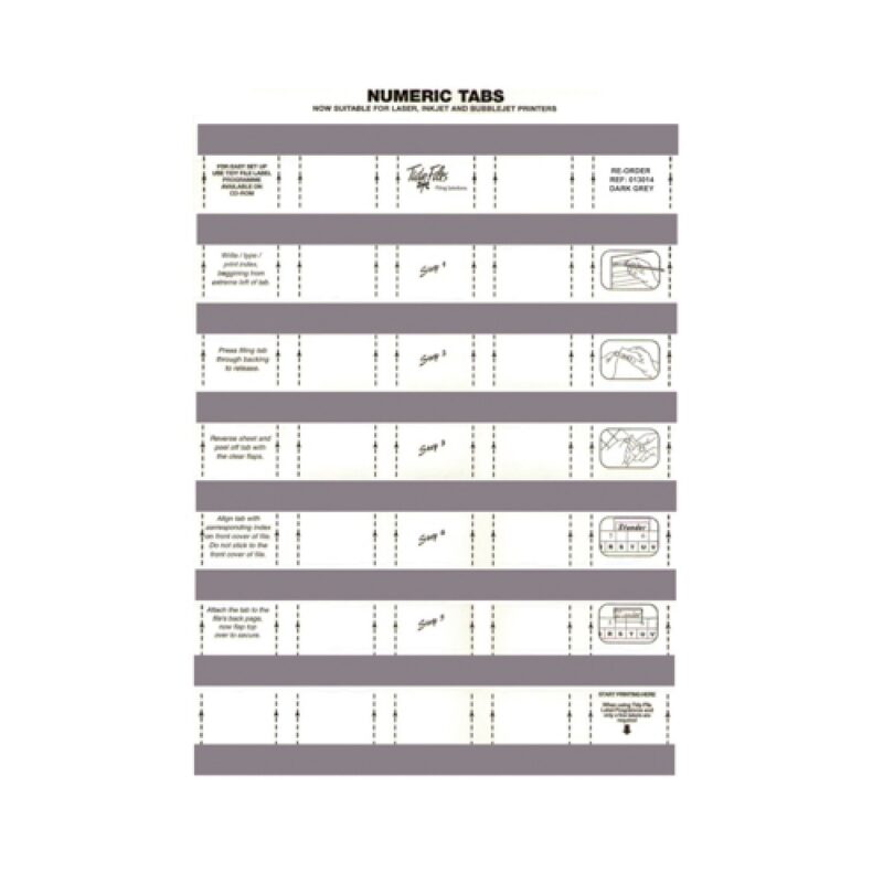 33mm Numeric Labels D/Grey (5Sht)  