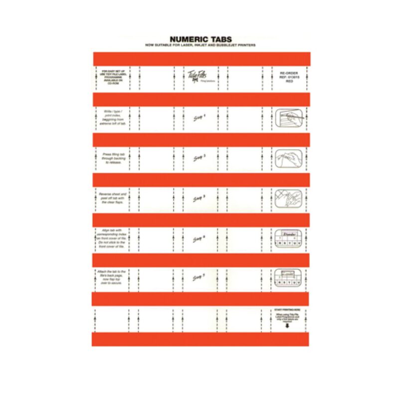 33mm Numeric Labels Red (5Sht)     