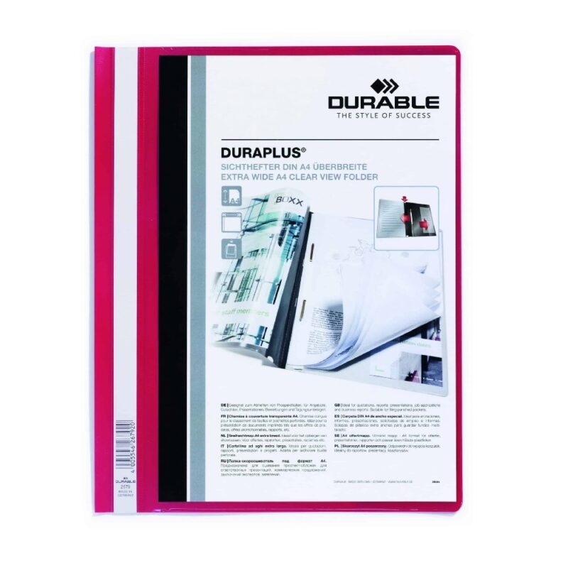 DURABLE A4 Duraplus Quote Folder - Red Each